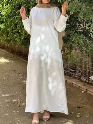 Elegant White Basic Dress – Modest & Stylish