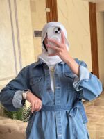 Belted Button-Down Denim Dress