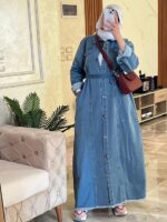 Belted Button-Down Denim Dress