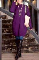 Basic Wool Knitted Tunic - Purple
