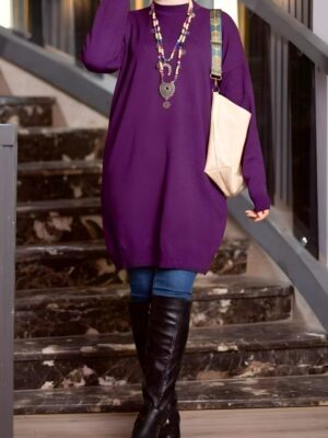 Basic Wool Knitted Tunic - Purple