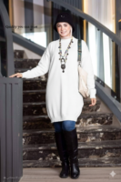 Basic Wool Knitted Tunic - Off White