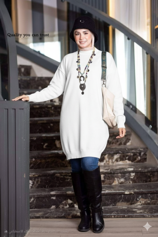 Basic Wool Knitted Tunic - Off White