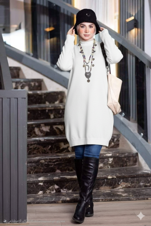 Basic Wool Knitted Tunic - Off White