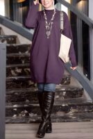 Basic Wool Knitted Tunic - Dark Mauve