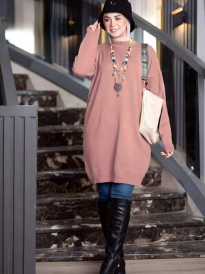 Basic Wool Knitted Tunic - Dusty Rose