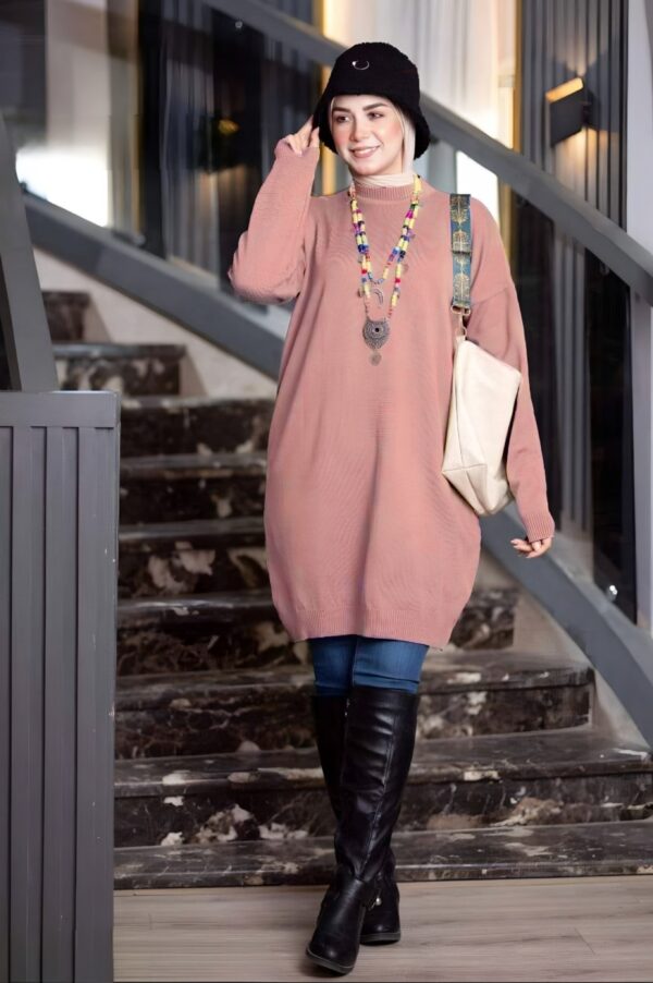 Basic Wool Knitted Tunic - Dusty Rose