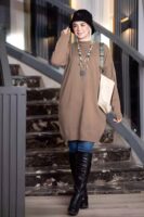 Basic Wool Knitted Tunic - Café Au Lait