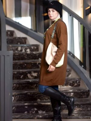 Basic Wool Knitted Tunic - Havana Brown