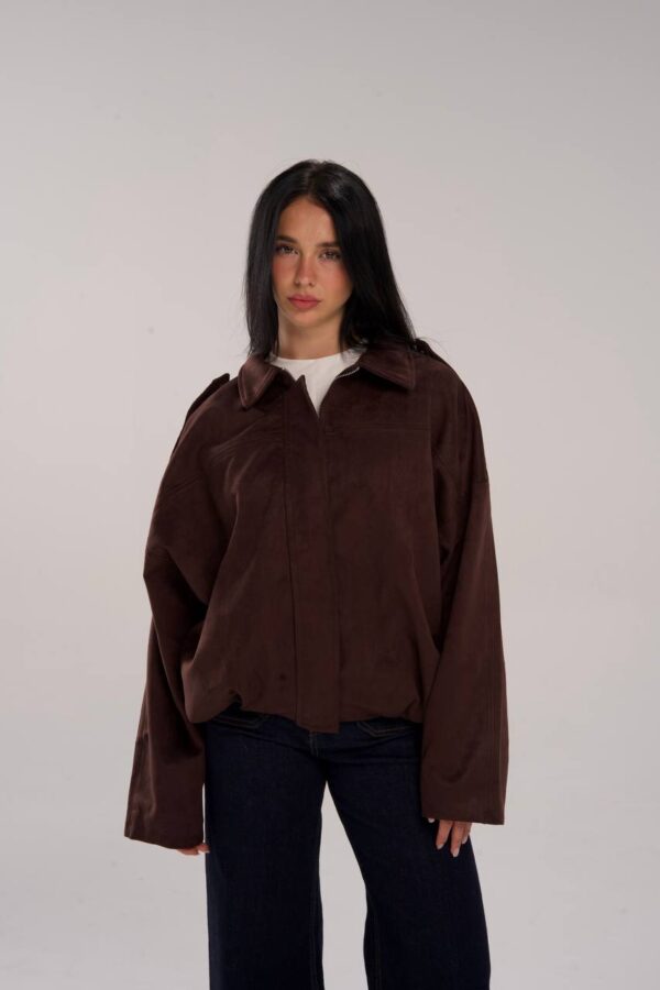 Suede Oversized Jacket - Brown