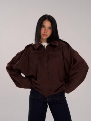 Suede Oversized Jacket - Brown