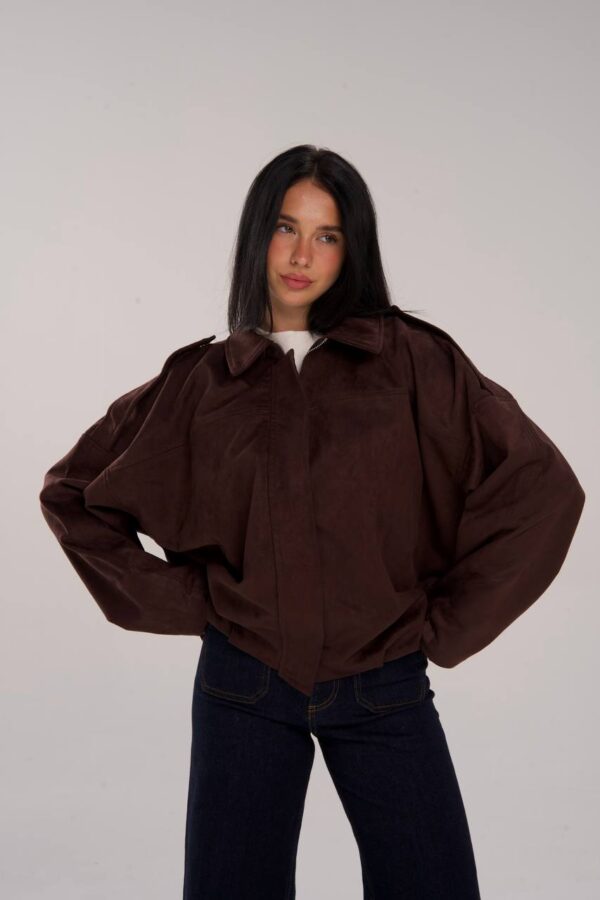 Suede Oversized Jacket - Brown