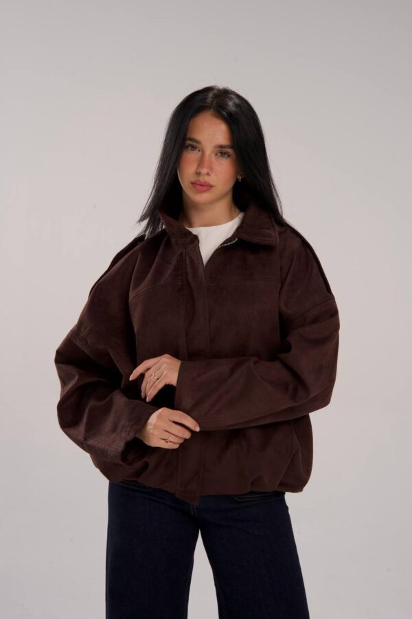 Suede Oversized Jacket - Brown