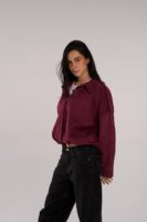 Suede Oversized Jacket - Burgundy