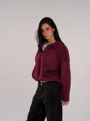 Suede Oversized Jacket - Burgundy