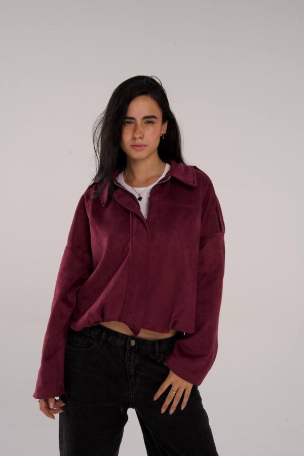 Suede Oversized Jacket - Burgundy