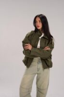Suede Oversized Jacket - Olive