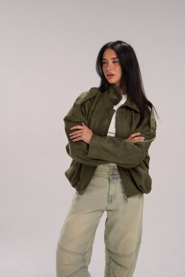 Suede Oversized Jacket - Olive