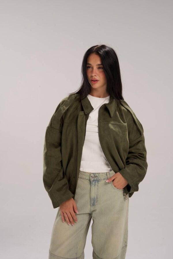 Suede Oversized Jacket - Olive
