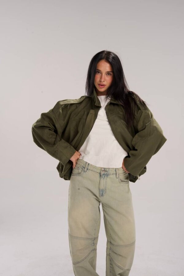 Suede Oversized Jacket - Olive