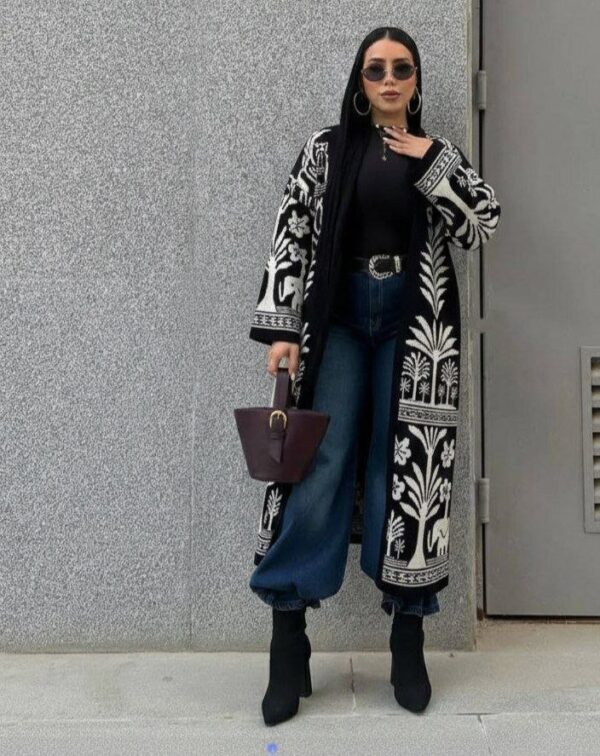 "Jacquard" Wool Cardigan