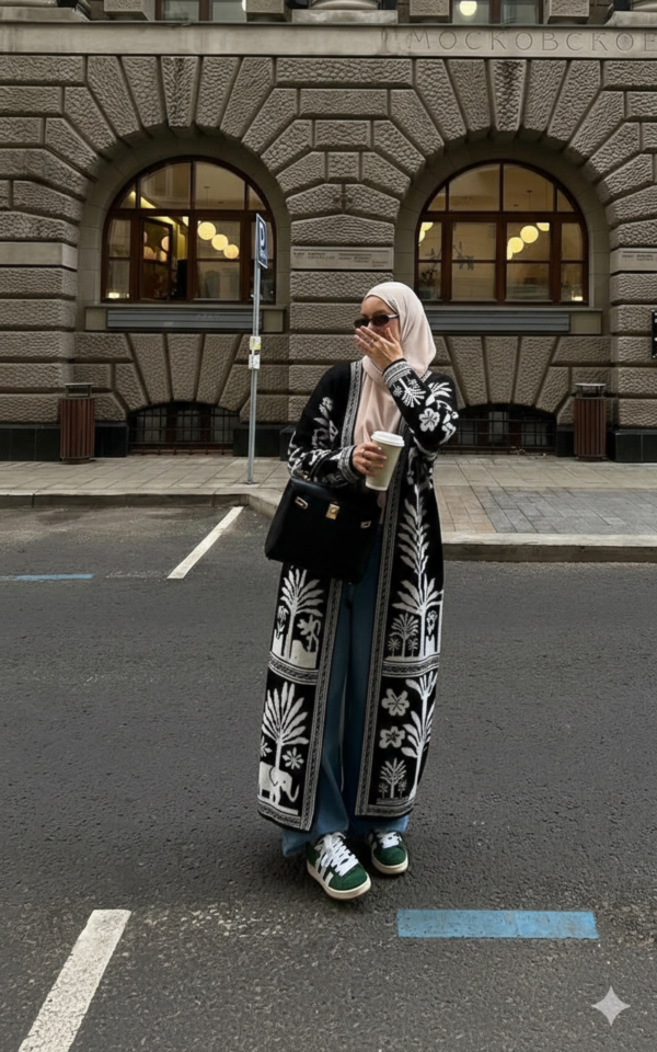 "Jacquard" Wool Cardigan