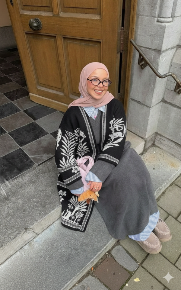 "Jacquard" Wool Cardigan