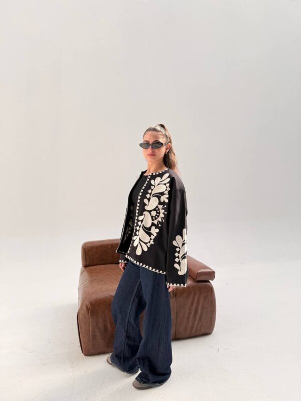 Monochrome Embroidery Cardigan