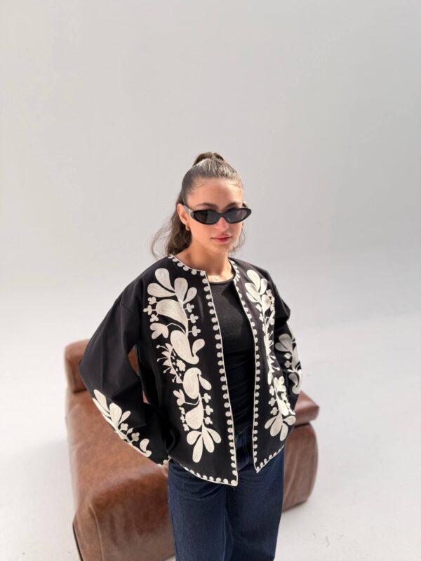 Monochrome Embroidery Cardigan