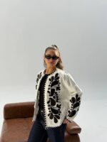 Monochrome Embroidery Cardigan