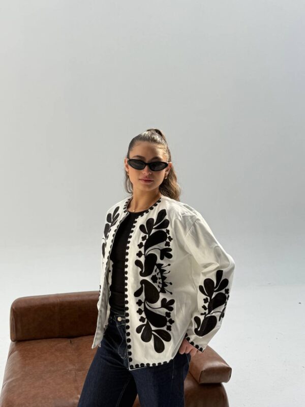 Monochrome Embroidery Cardigan