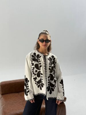 Monochrome Embroidery Cardigan