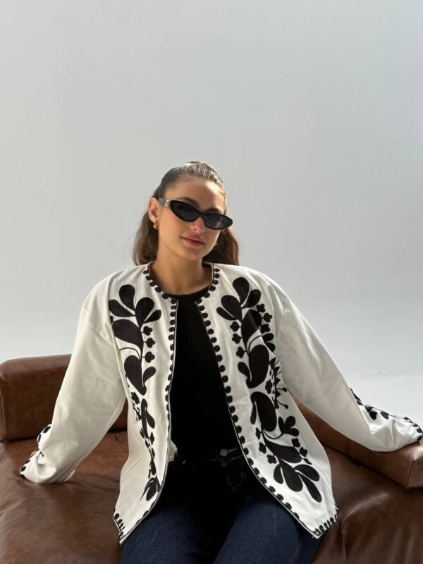 Monochrome Embroidery Cardigan