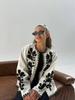 Monochrome Embroidery Cardigan