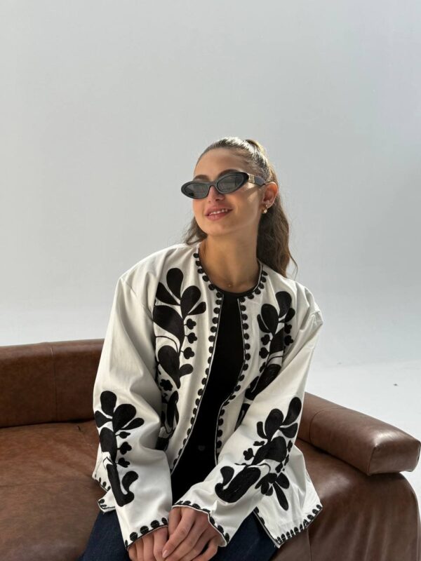 Monochrome Embroidery Cardigan